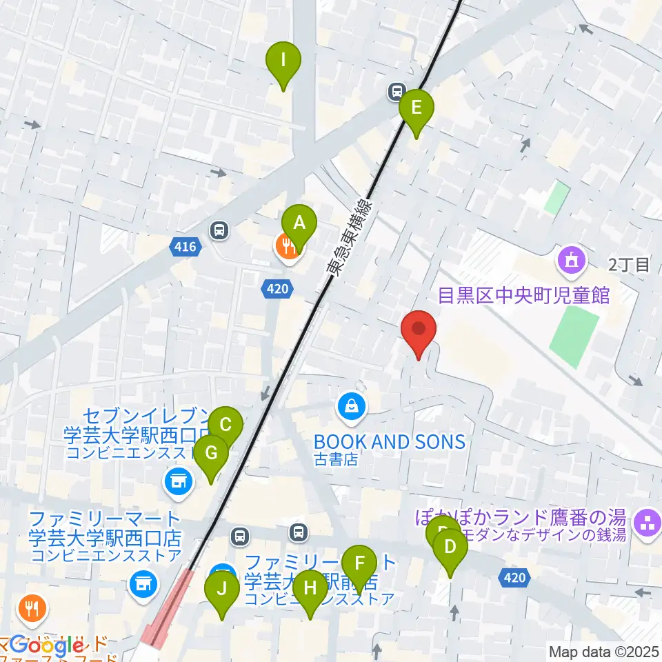 アプリーレ音楽教室周辺のカフェ一覧地図