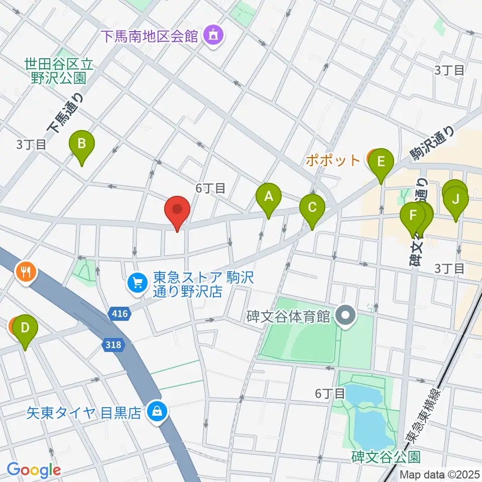 アプリーレ音楽教室周辺のカフェ一覧地図