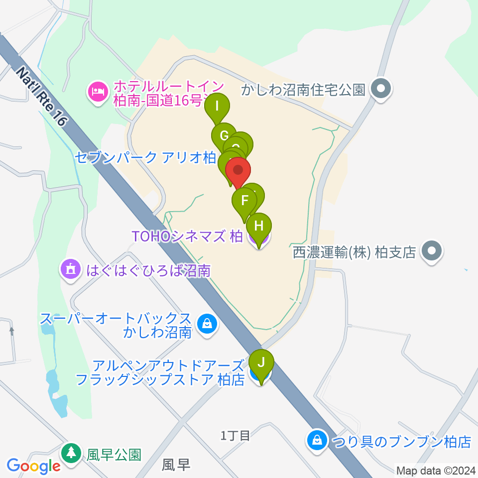 タワーレコードセブンパーク アリオ柏店周辺のカフェ一覧地図