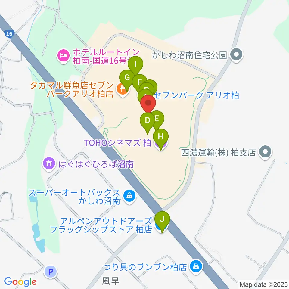 タワーレコードセブンパーク アリオ柏店周辺のカフェ一覧地図