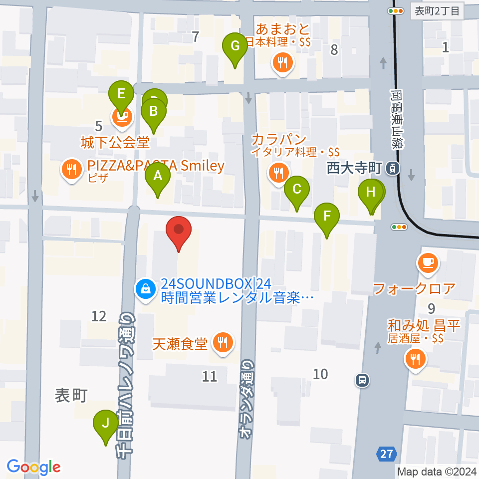 岡山デスペラード周辺のカフェ一覧地図