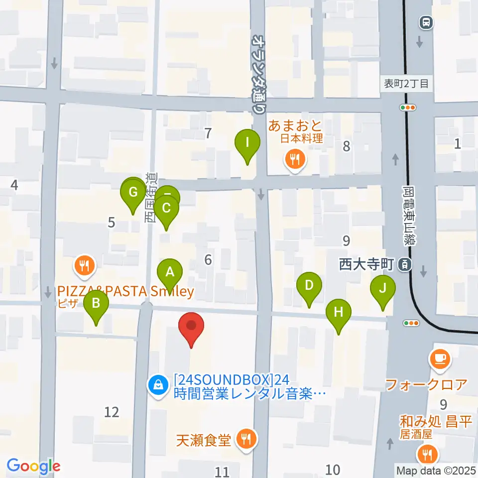 岡山デスペラード周辺のカフェ一覧地図