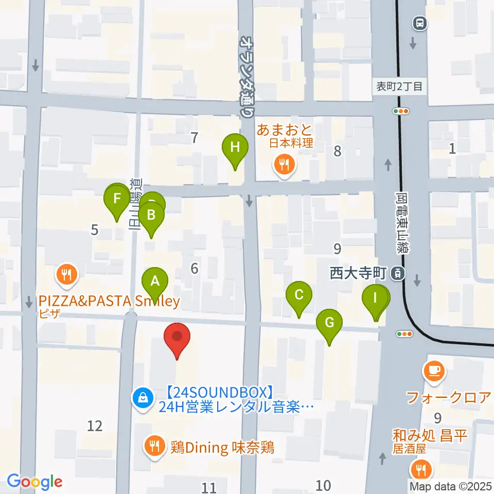 岡山デスペラード周辺のカフェ一覧地図
