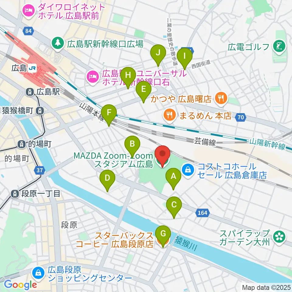 Mazda Zoom-Zoom スタジアム広島周辺のカフェ一覧地図