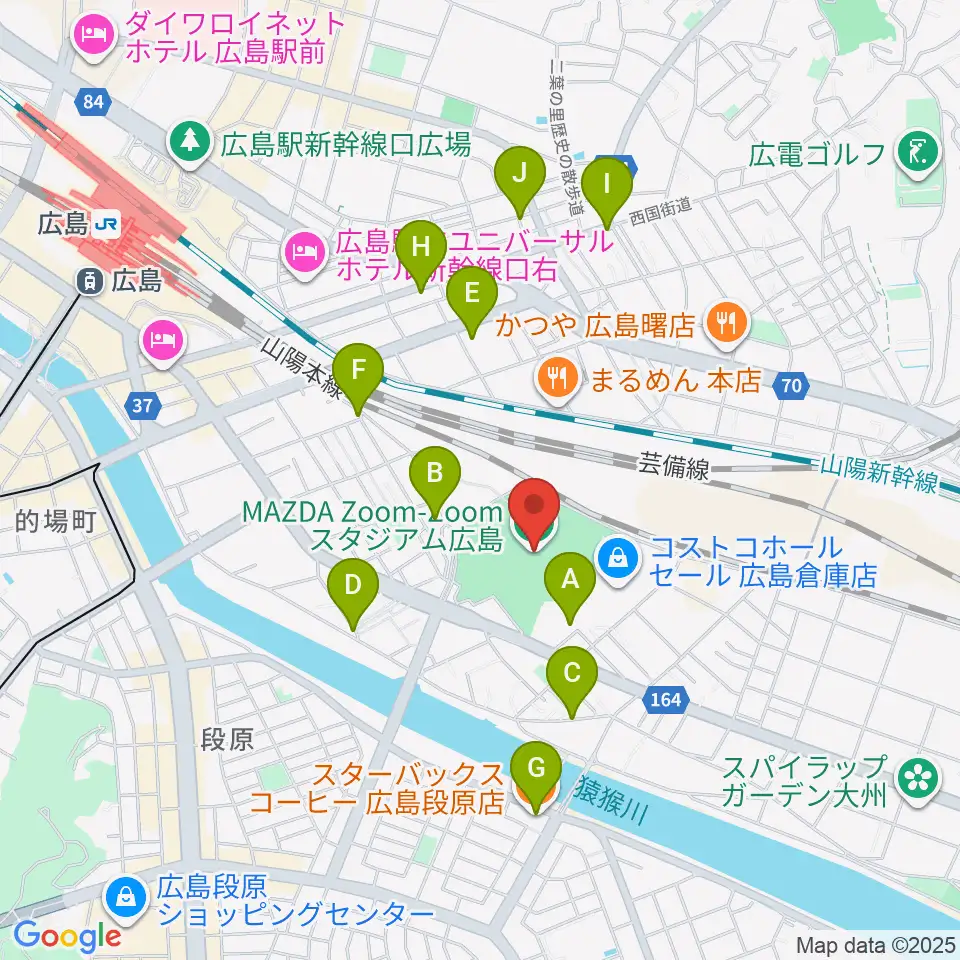 Mazda Zoom-Zoom スタジアム広島周辺のカフェ一覧地図