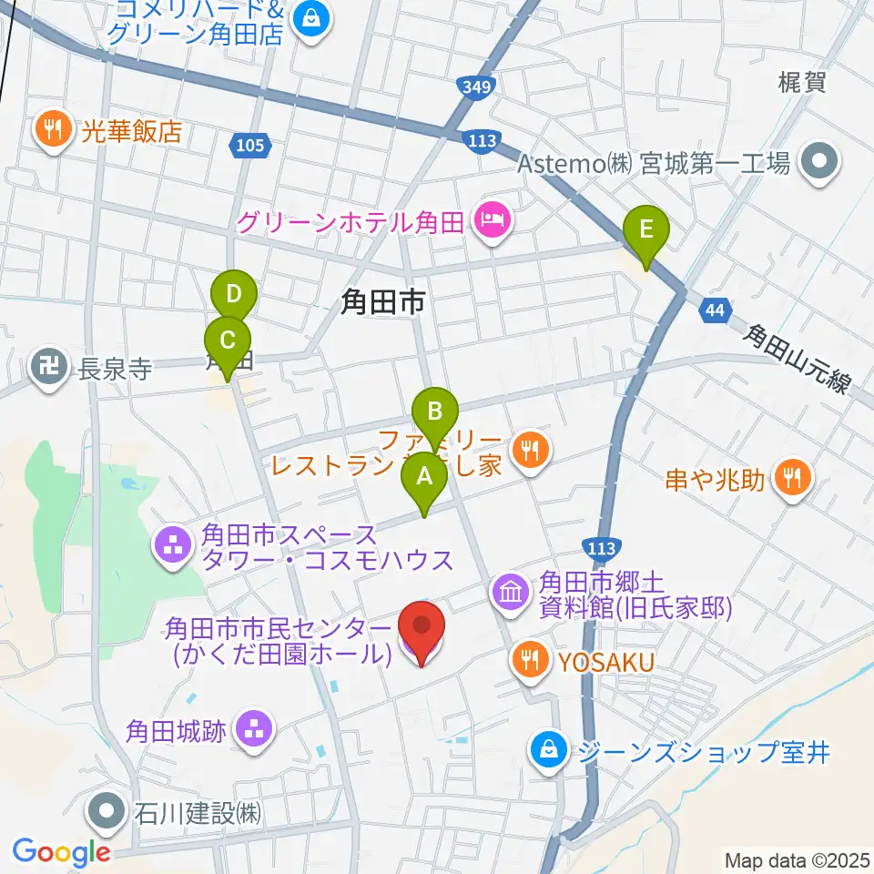角田市市民センター周辺のカフェ一覧地図
