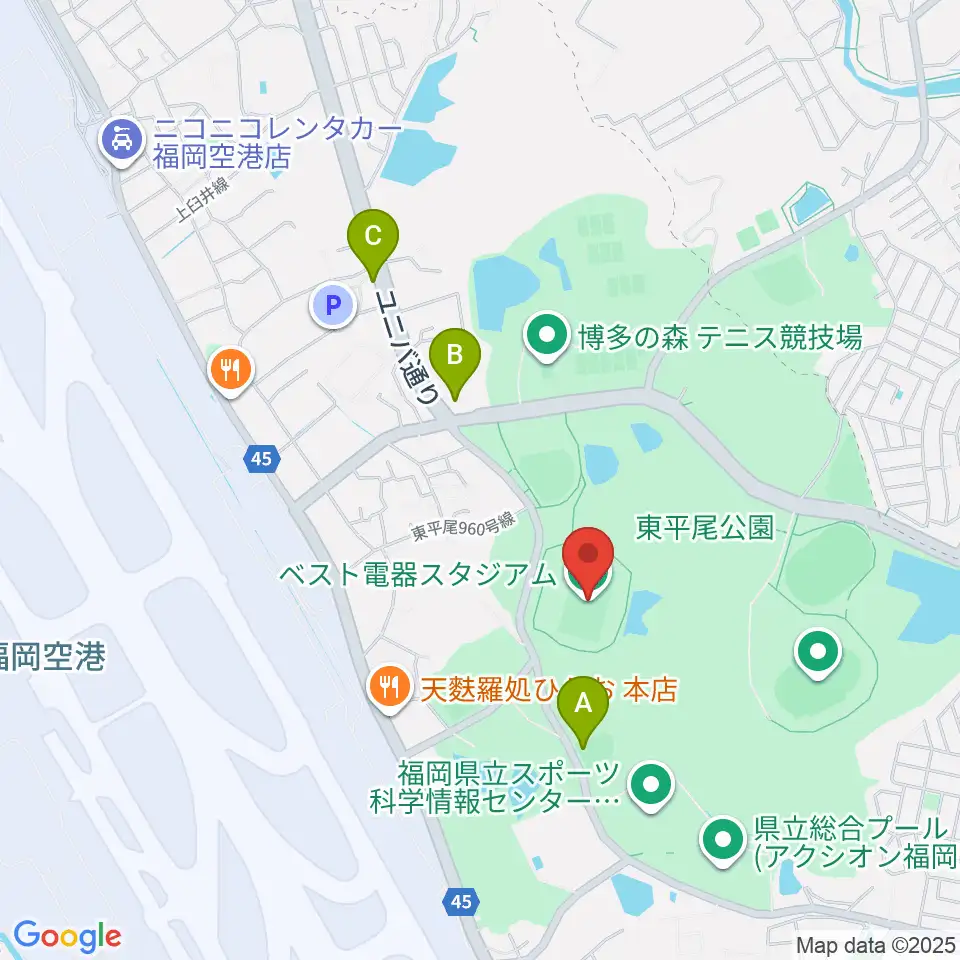 ベスト電器スタジアム周辺のカフェ一覧地図