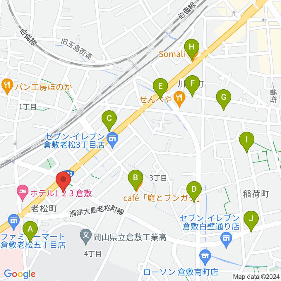 倉敷クッキージャー周辺のカフェ一覧地図