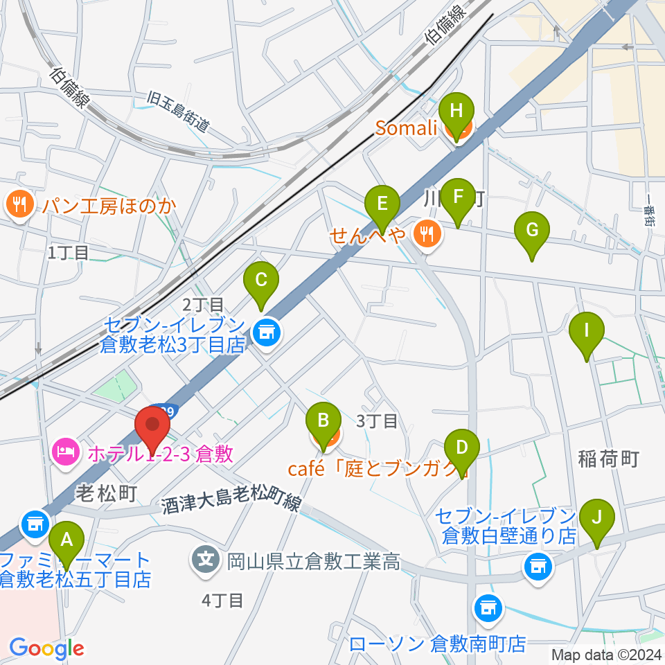 倉敷クッキージャー周辺のカフェ一覧地図