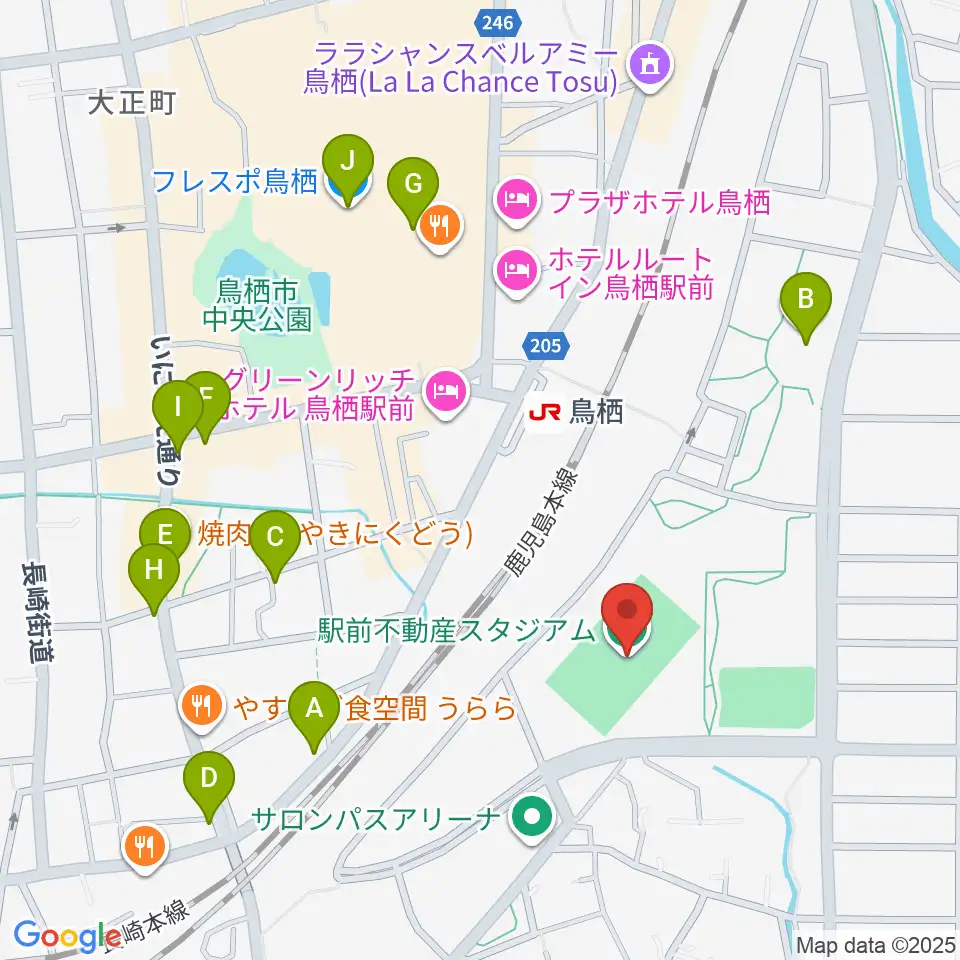 駅前不動産スタジアム周辺のカフェ一覧地図