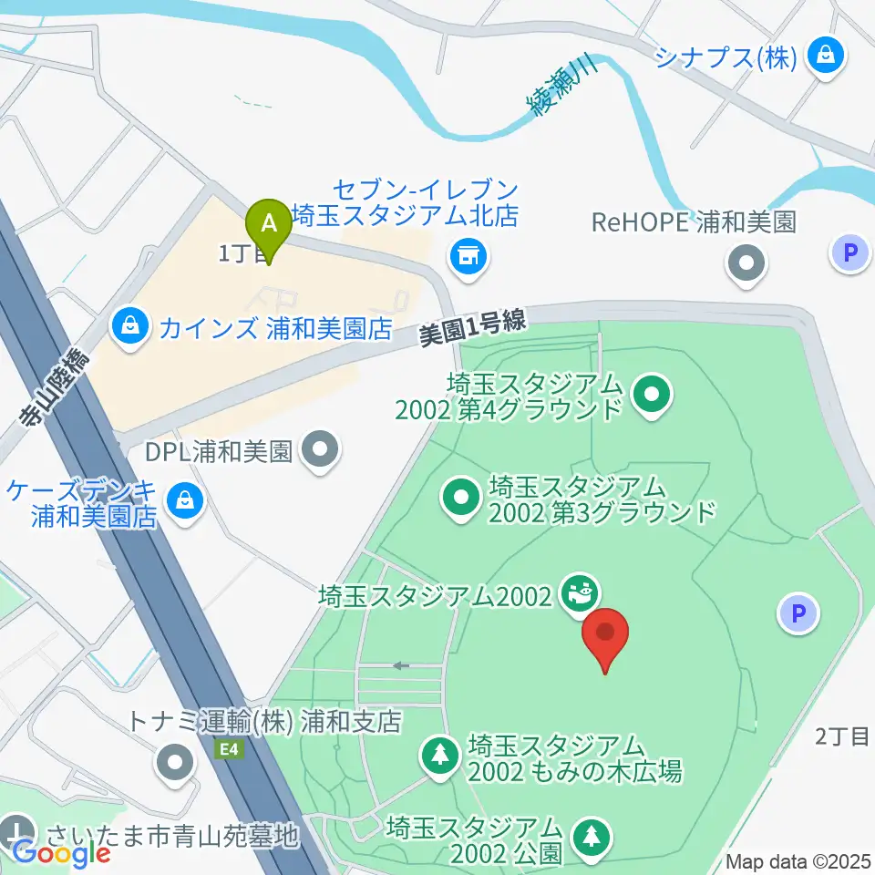 埼玉スタジアム2002周辺のカフェ一覧地図