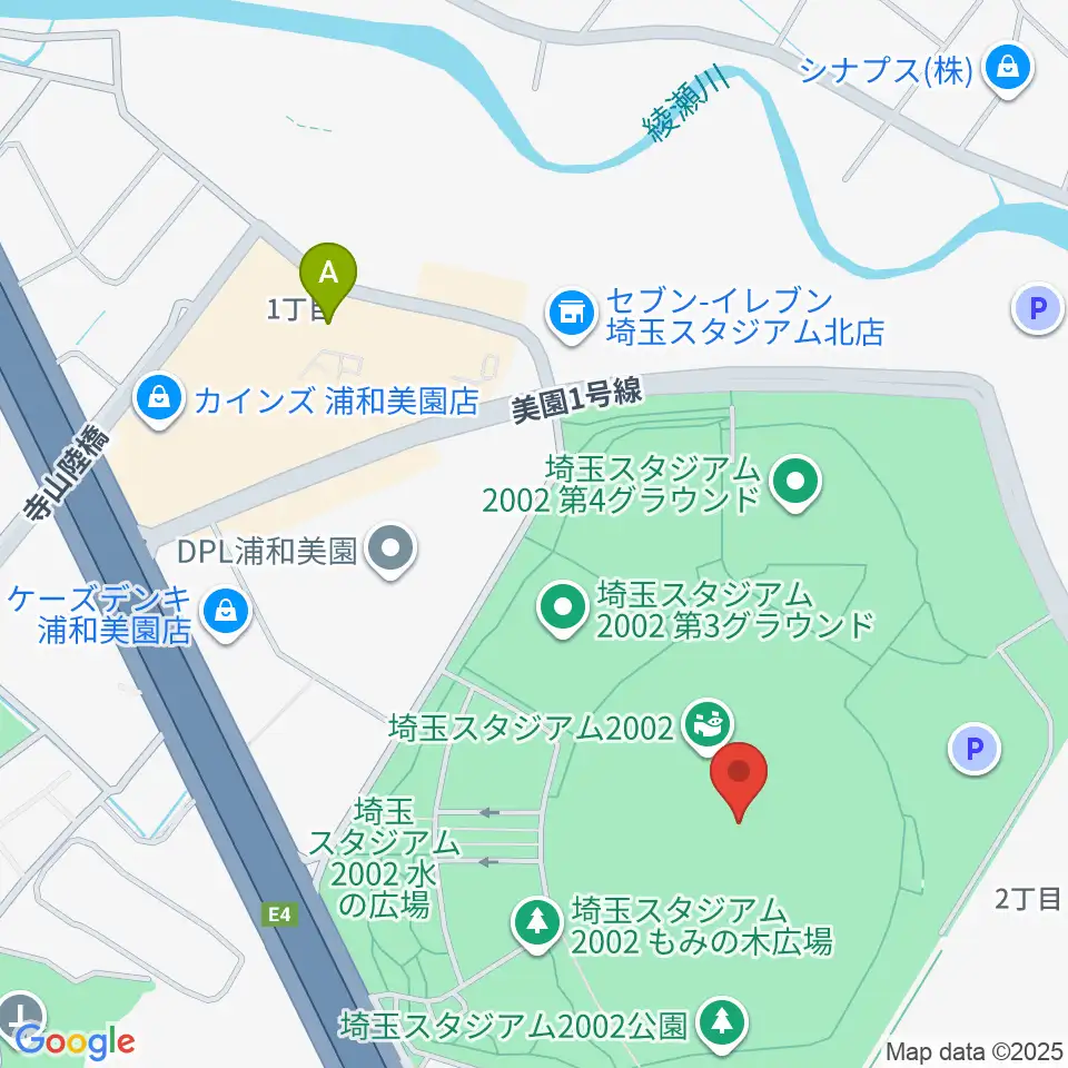 埼玉スタジアム2002周辺のカフェ一覧地図