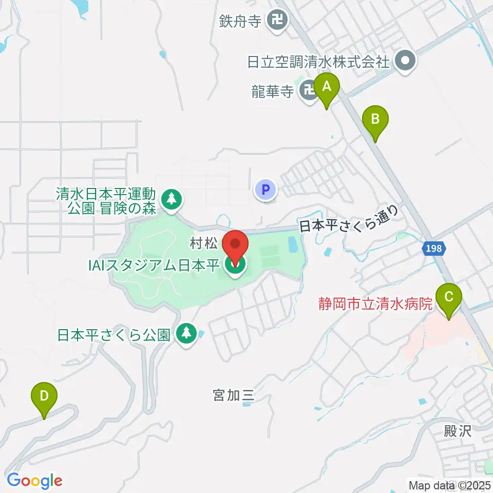 IAIスタジアム日本平周辺のカフェ一覧地図