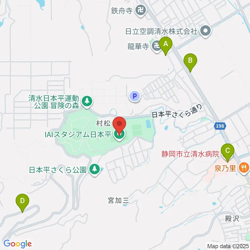 IAIスタジアム日本平周辺のカフェ一覧地図