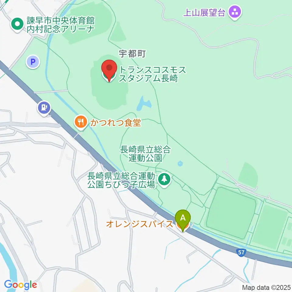 トランスコスモススタジアム長崎周辺のカフェ一覧地図