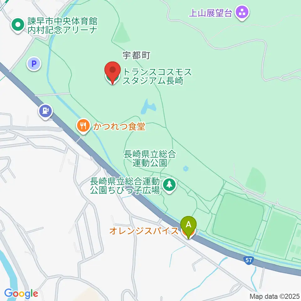 トランスコスモススタジアム長崎周辺のカフェ一覧地図