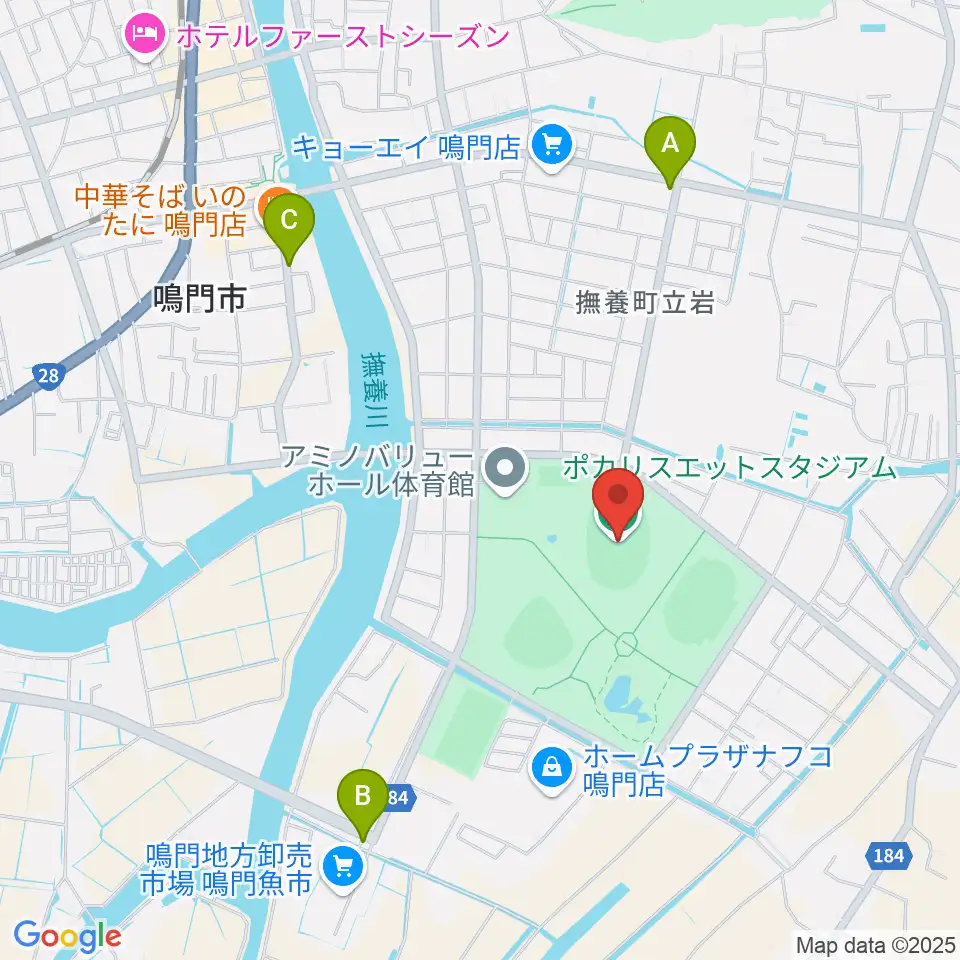 ポカリスエットスタジアム周辺のカフェ一覧地図