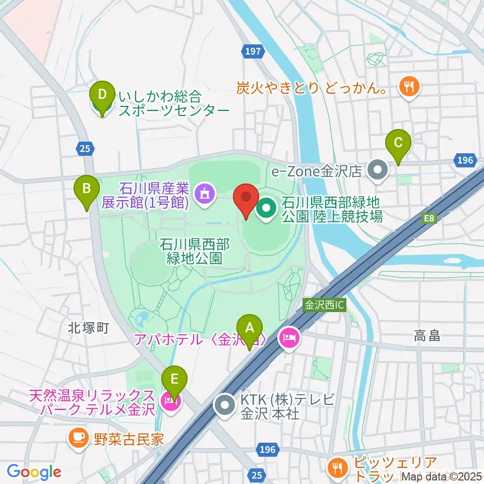 石川県西部緑地公園陸上競技場周辺のカフェ一覧地図