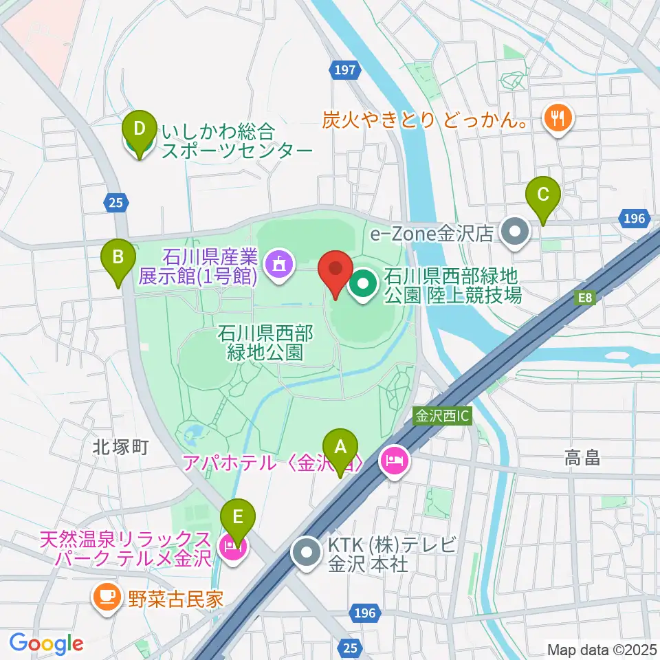 石川県西部緑地公園陸上競技場周辺のカフェ一覧地図