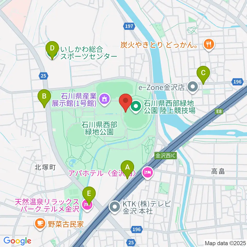 石川県西部緑地公園陸上競技場周辺のカフェ一覧地図
