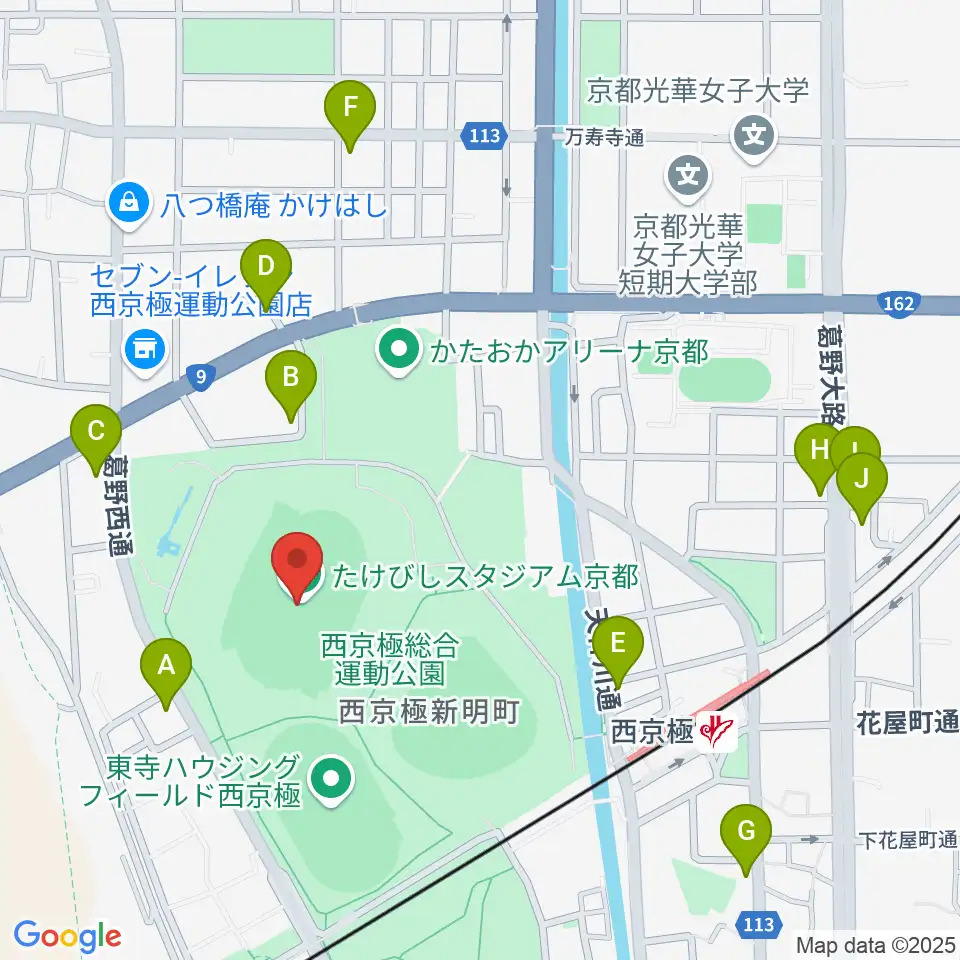 たけびしスタジアム京都周辺のカフェ一覧地図