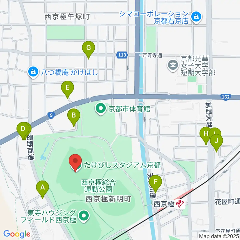たけびしスタジアム京都周辺のカフェ一覧地図
