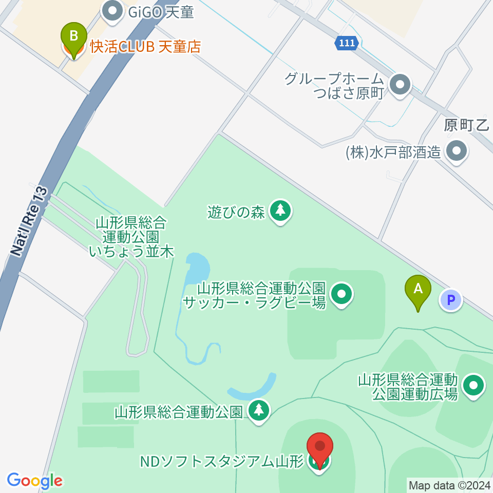 NDソフトスタジアム山形周辺のカフェ一覧地図