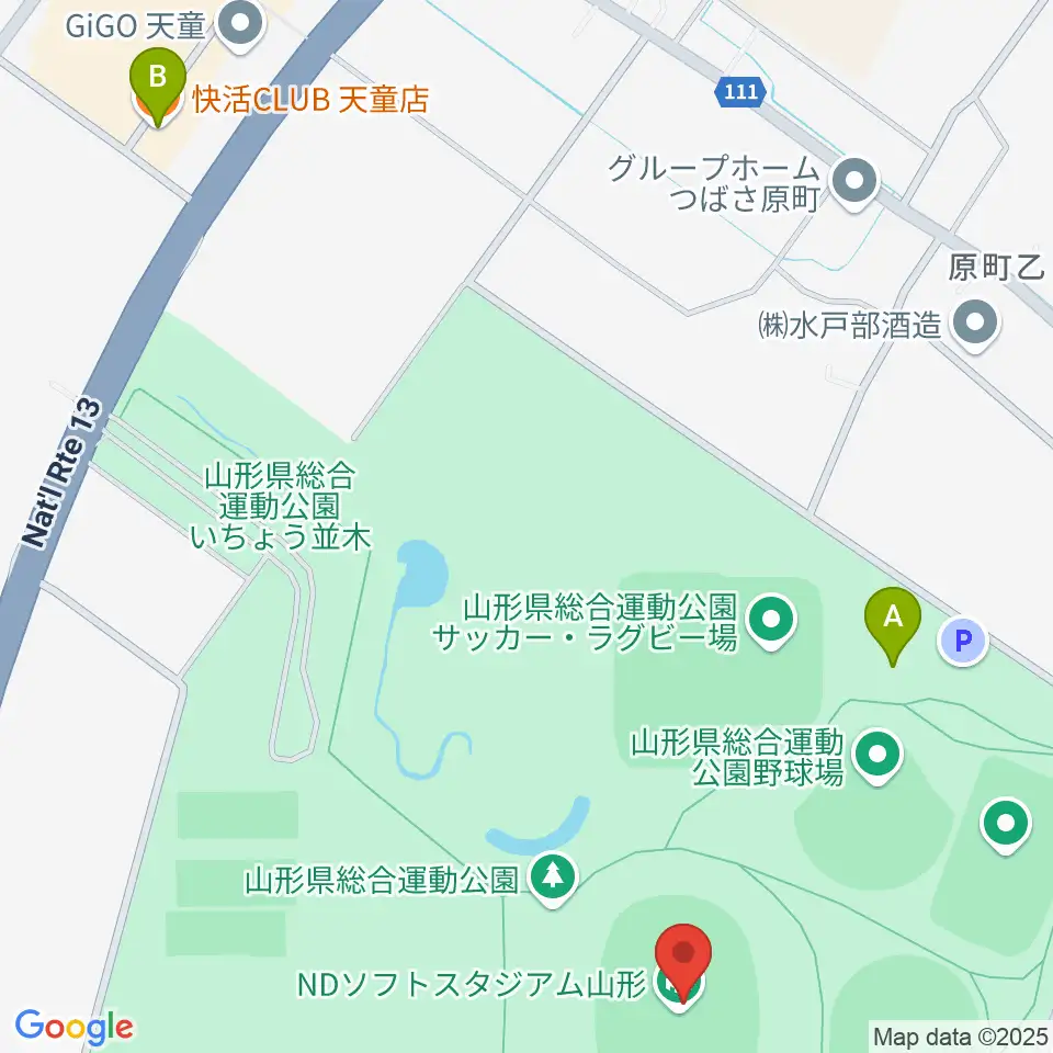 NDソフトスタジアム山形周辺のカフェ一覧地図