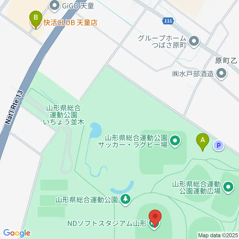 NDソフトスタジアム山形周辺のカフェ一覧地図