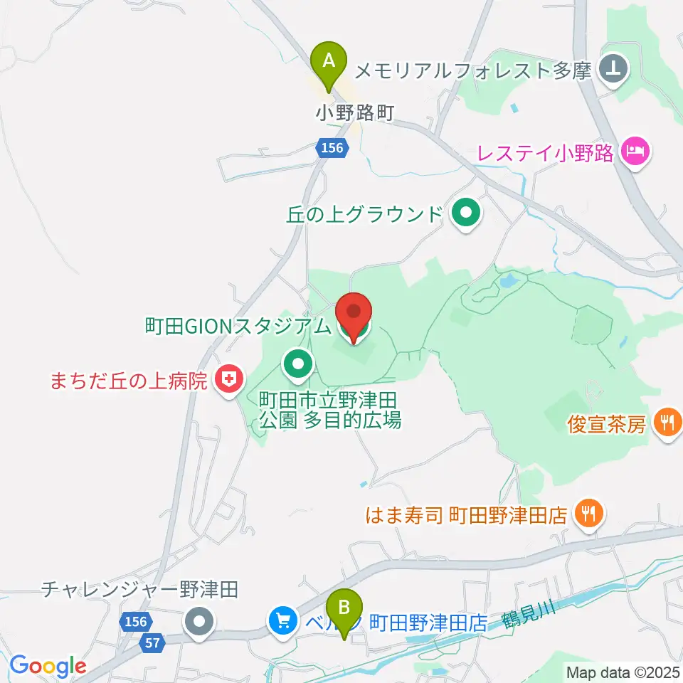 町田GIONスタジアム周辺のカフェ一覧地図