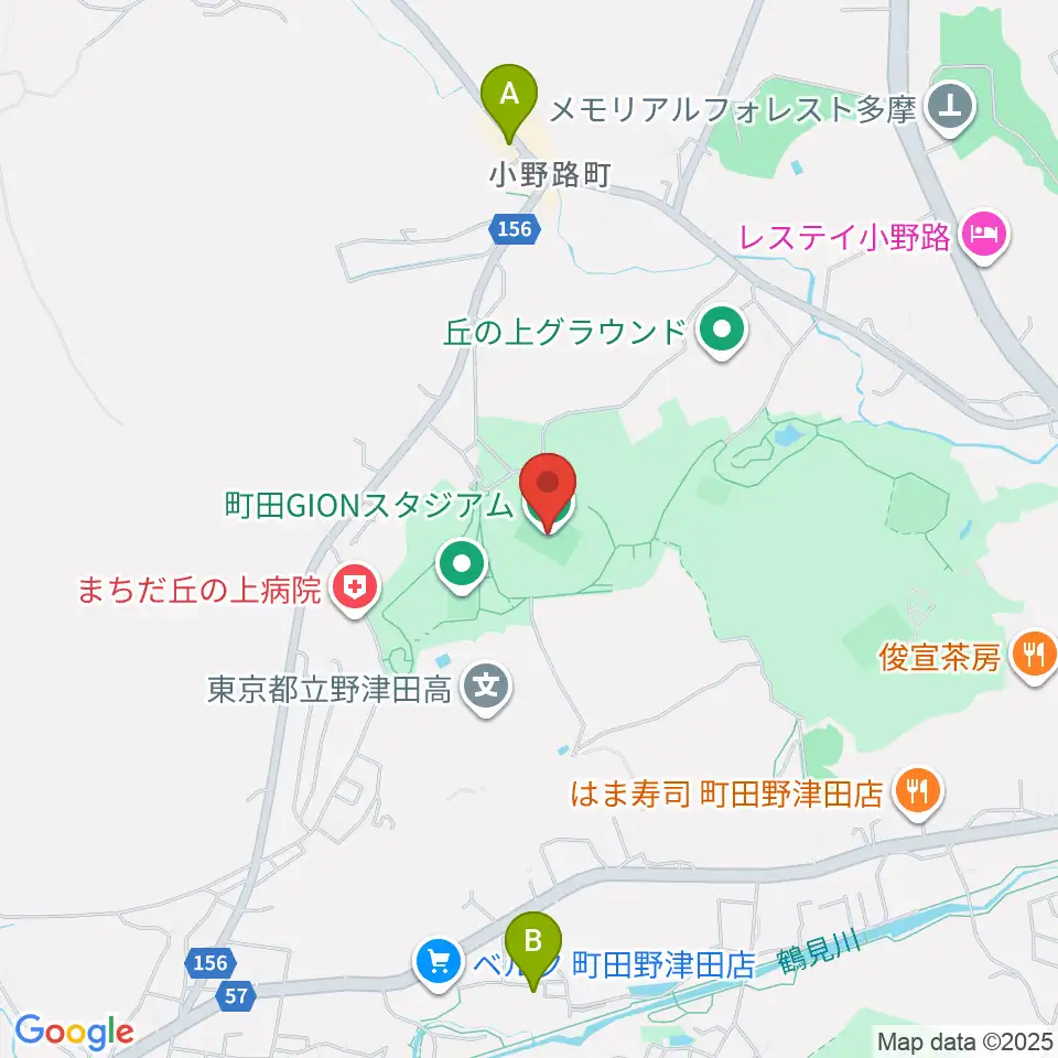 町田GIONスタジアム周辺のカフェ一覧地図