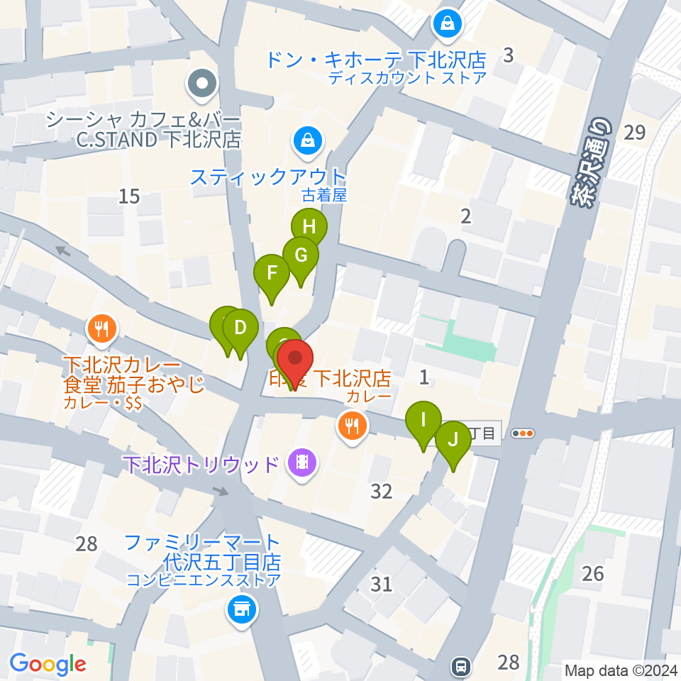 下北沢ラプソディー周辺のカフェ一覧地図