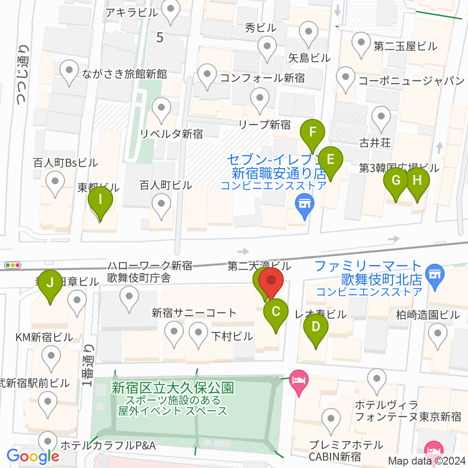 新宿SAMURAI周辺のカフェ一覧地図