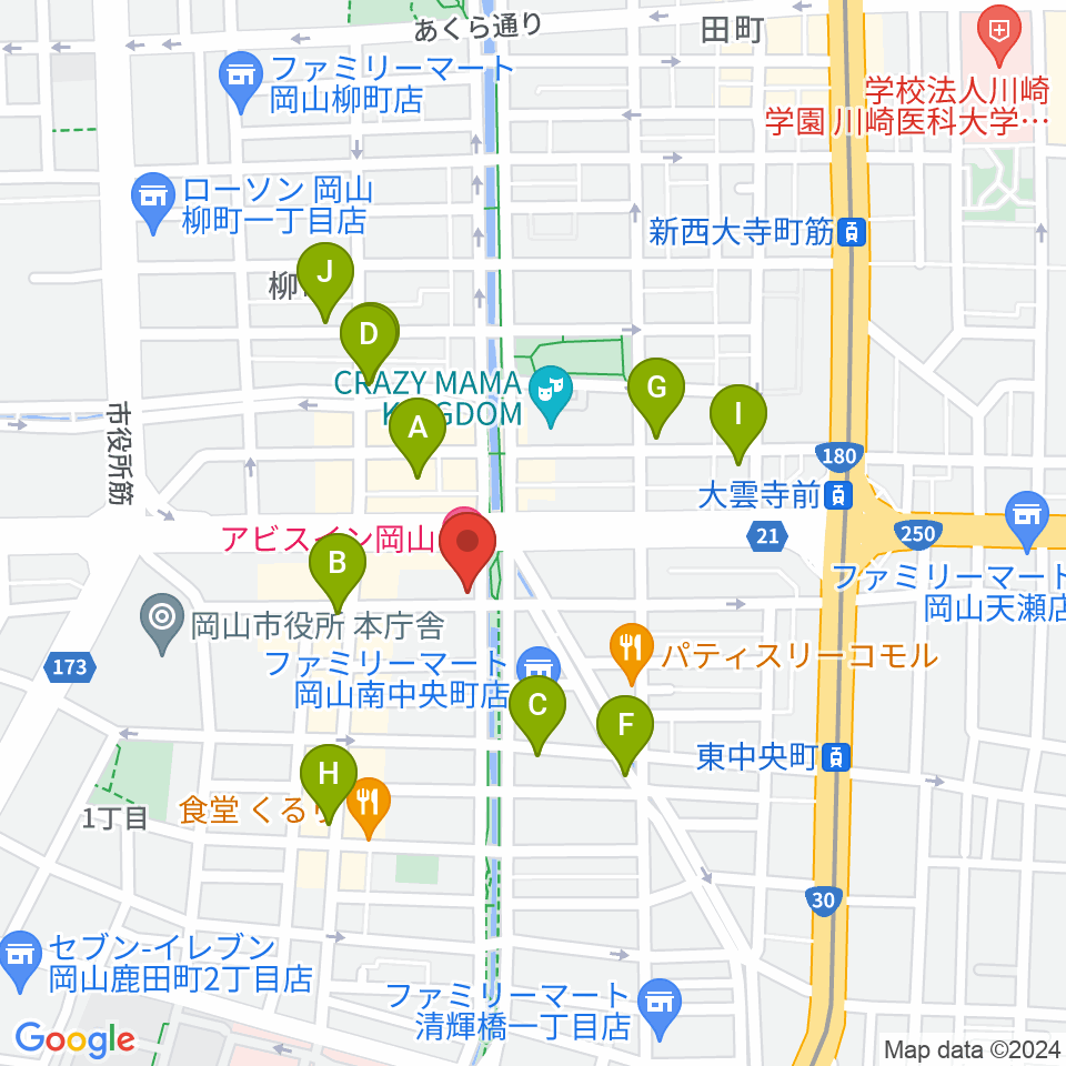 ジオンミュージックスクール周辺のカフェ一覧地図