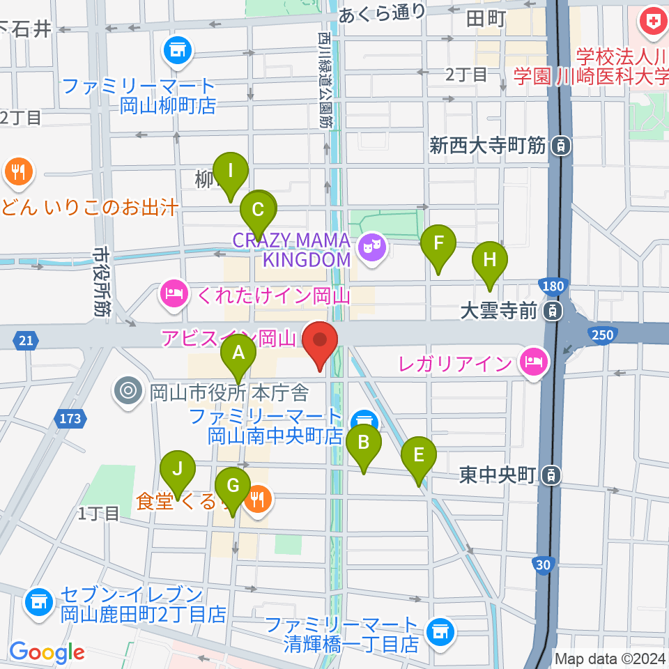 ジオンミュージックスクール周辺のカフェ一覧地図