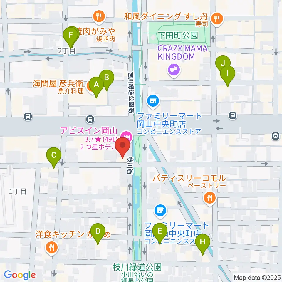 ジオンミュージックスクール周辺のカフェ一覧地図