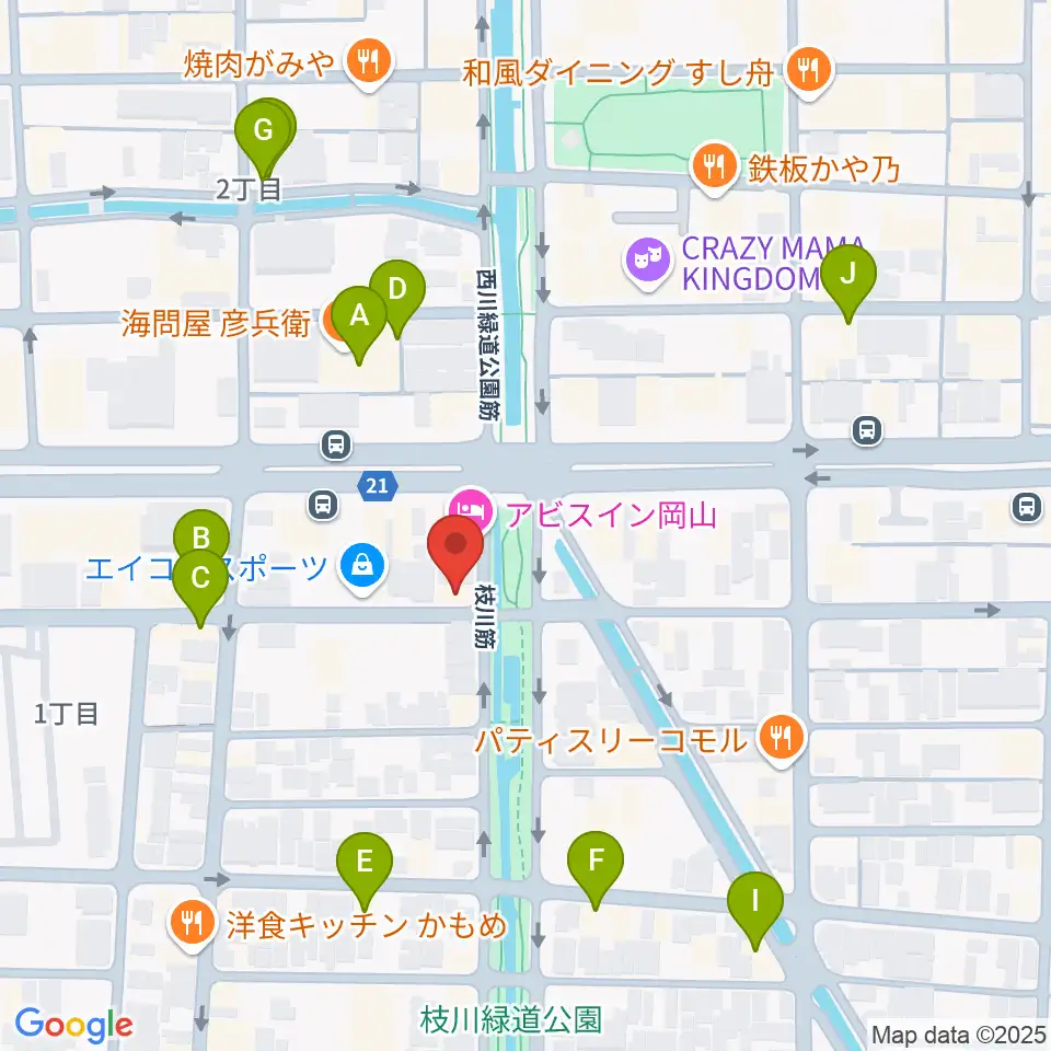 ジオンミュージックスクール周辺のカフェ一覧地図
