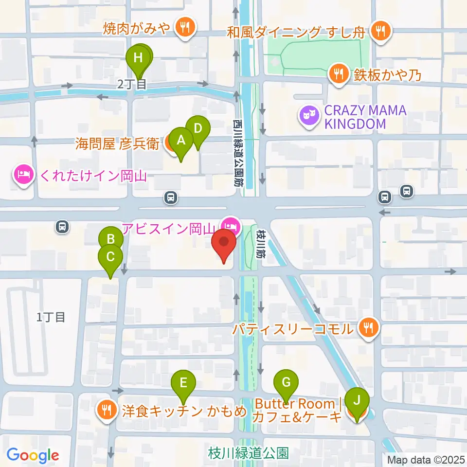 ジオンミュージックスクール周辺のカフェ一覧地図