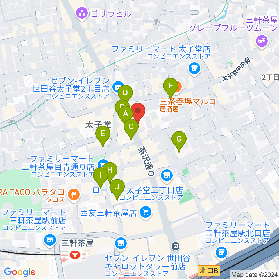 三軒茶屋come together周辺のカフェ一覧地図