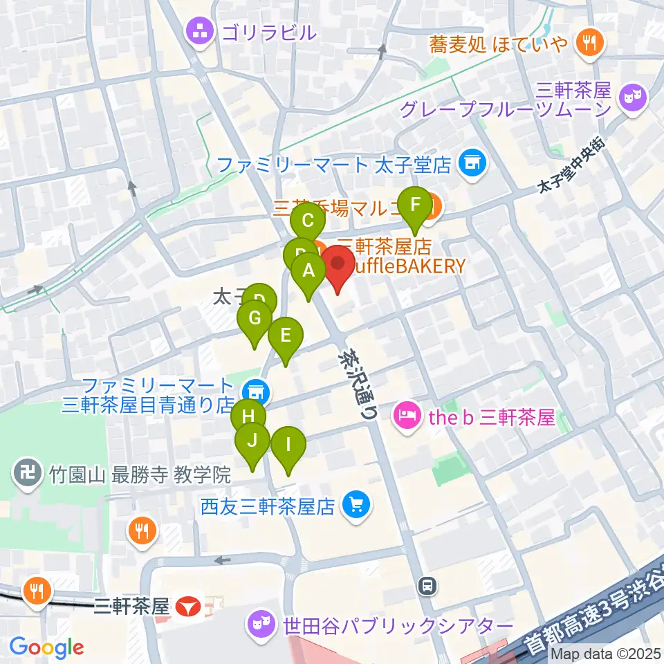三軒茶屋come together周辺のカフェ一覧地図