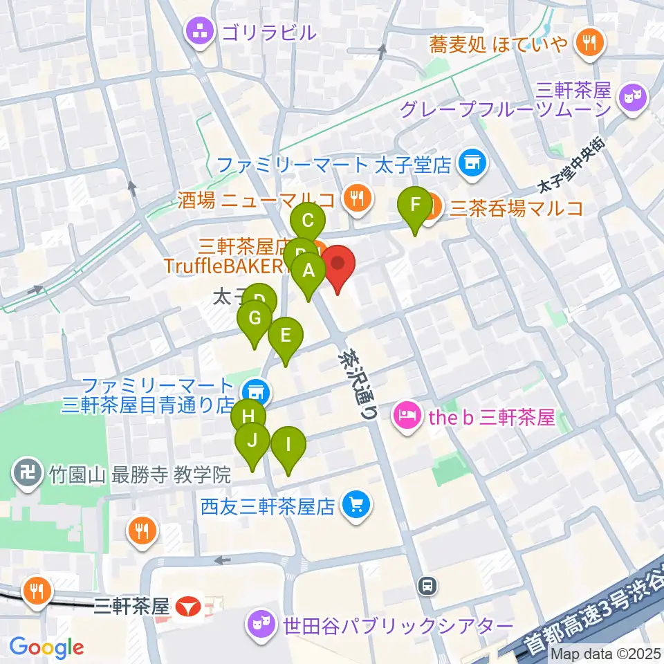 三軒茶屋come together周辺のカフェ一覧地図