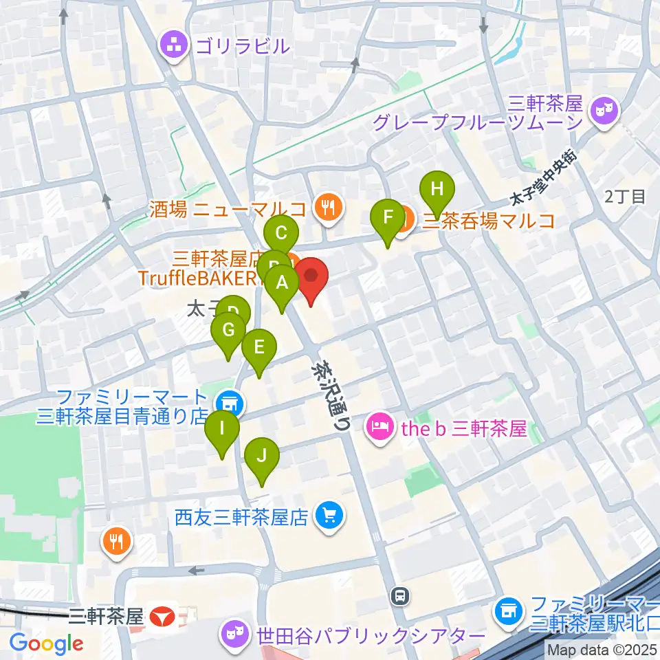 三軒茶屋come together周辺のカフェ一覧地図