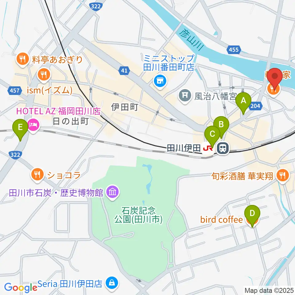 田川ダイアモンドムーン周辺のカフェ一覧地図