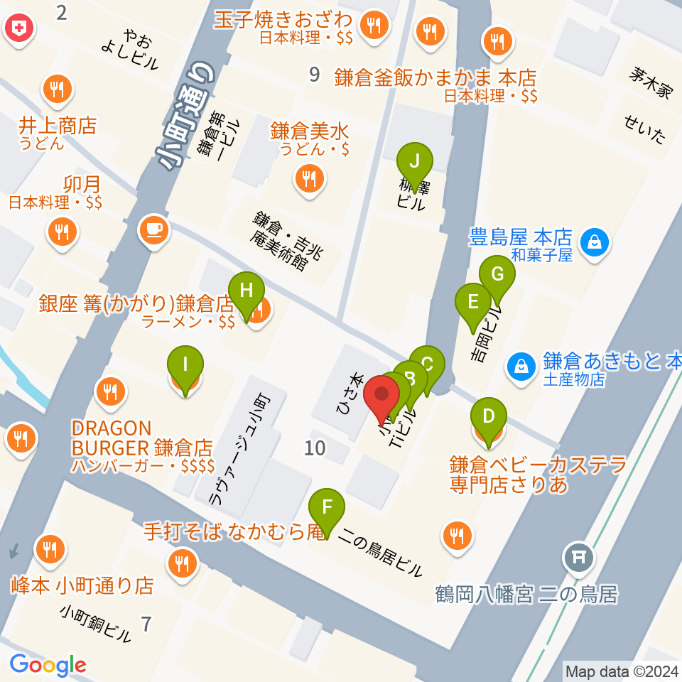 鎌倉ダフネ周辺のカフェ一覧地図