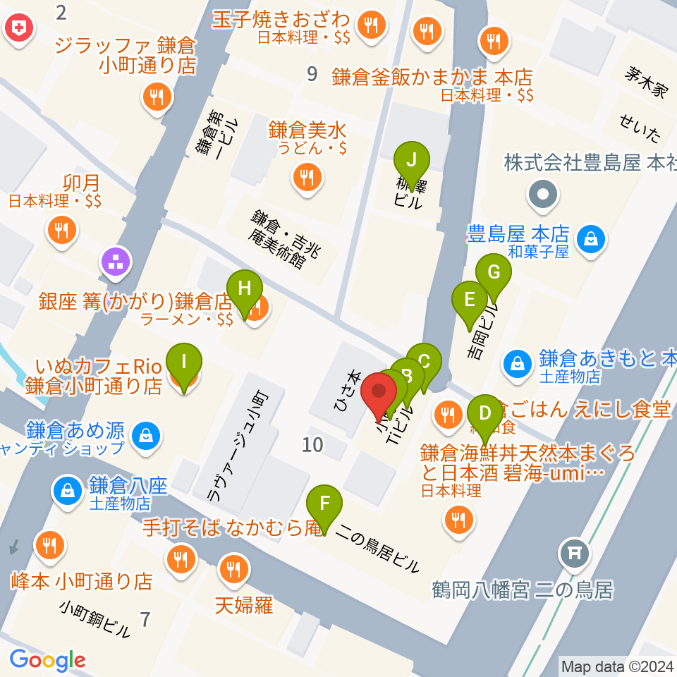 鎌倉ダフネ周辺のカフェ一覧地図