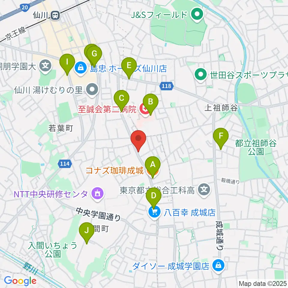 奏音の小箱周辺のカフェ一覧地図