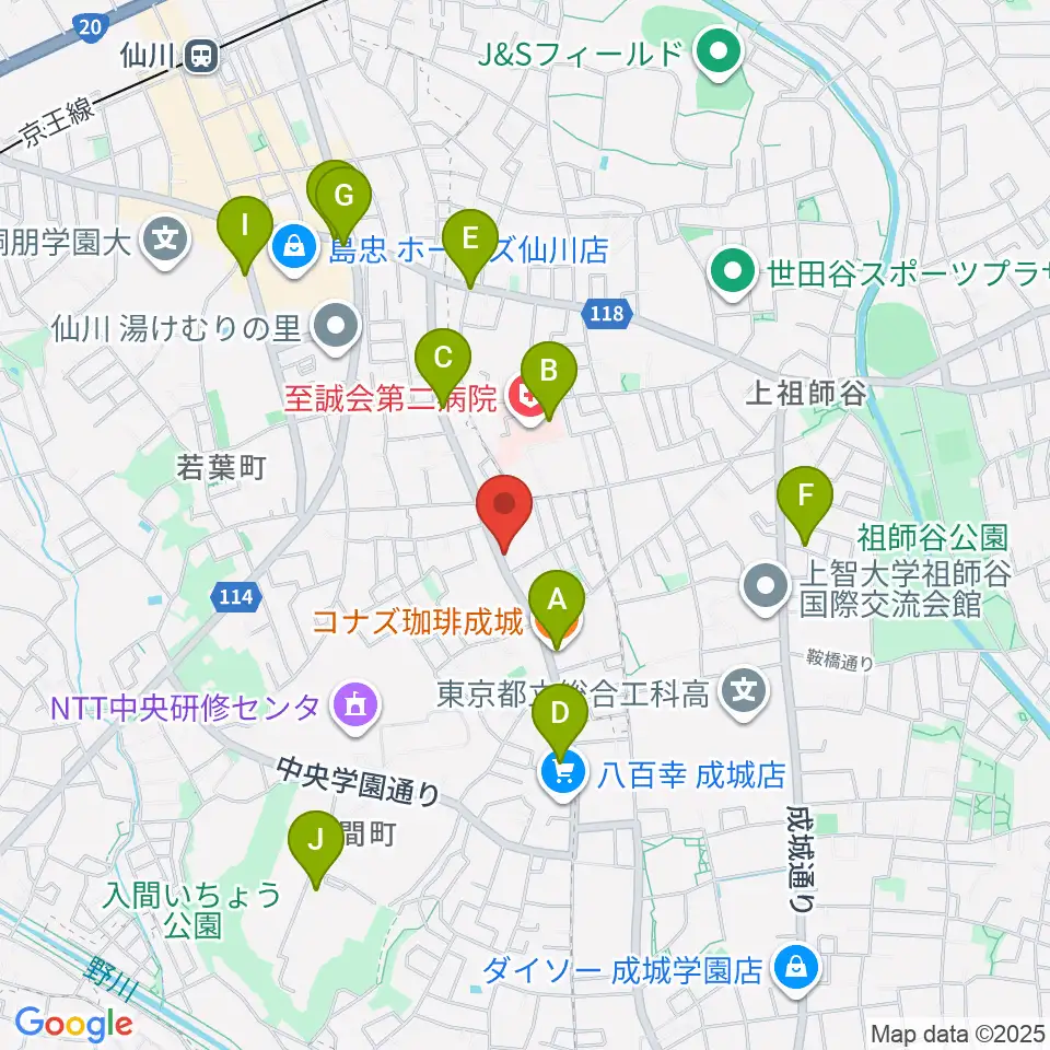 奏音の小箱周辺のカフェ一覧地図
