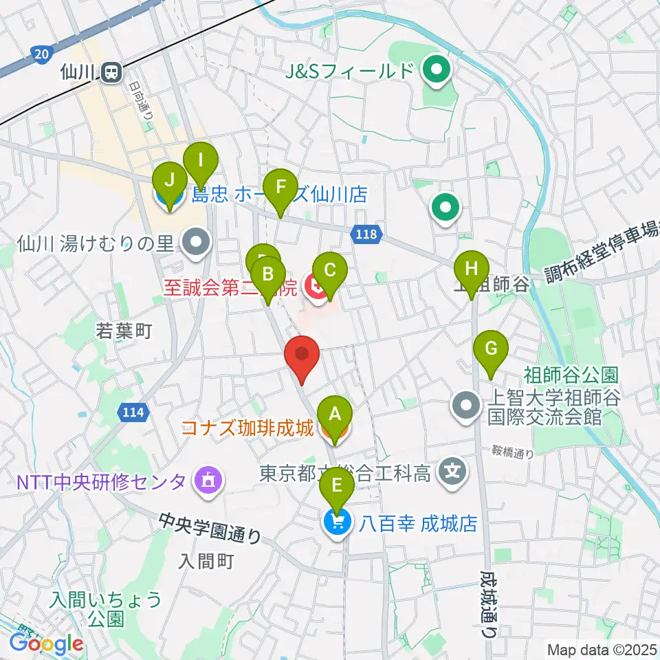 奏音の小箱周辺のカフェ一覧地図