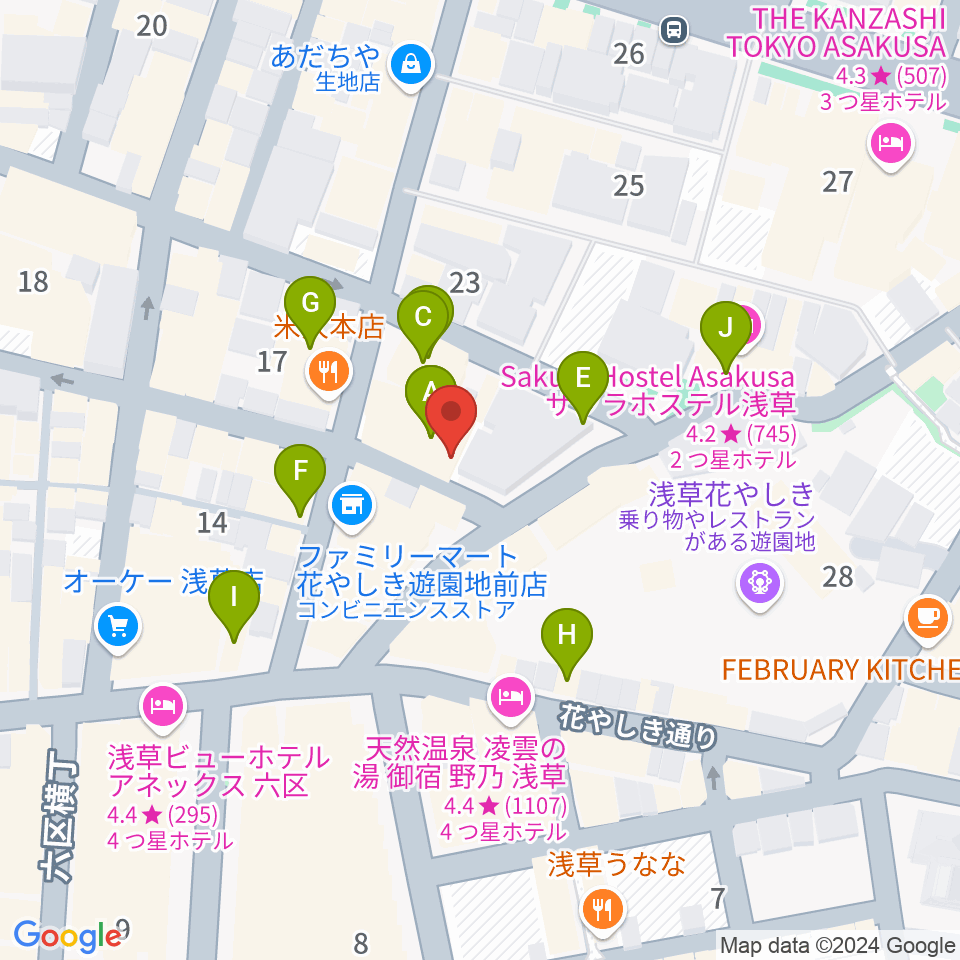 浅草九劇（アサクサキュウゲキ）周辺のカフェ一覧地図