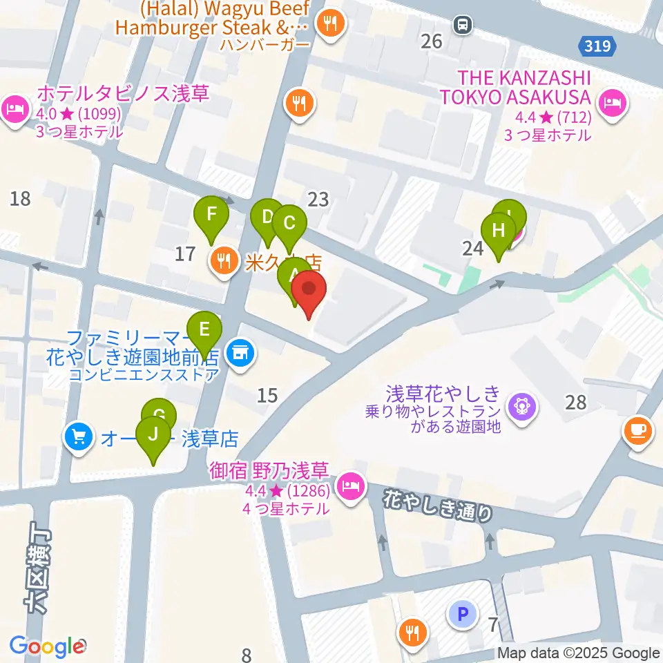 浅草九劇（アサクサキュウゲキ）周辺のカフェ一覧地図